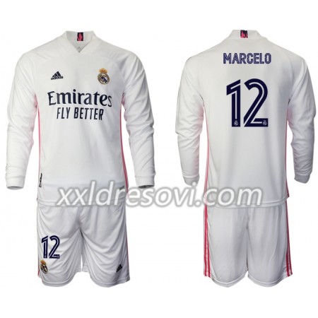 Real Madrid Marcelo 12 Domaći Dječji Komplet Dresovi za Nogomet 2020-2021 Dugim Rukavima (+ kratke hlače)